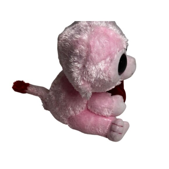 Ty Beanie Boos GiGi Pink Monkey Plush Red Heart Stuffed Animal Valentines Love - Picture 4 of 6